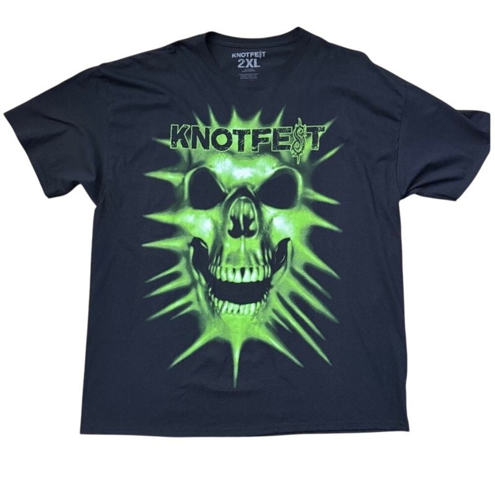 Slipknot Knotfest Finland 2022 metal green black skull shirt Size 2XL